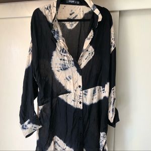Missguided black and beige button down shirt dress size 10 tall